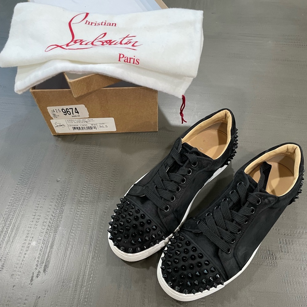 Christian Louboutin Black Spiked Low-Top Sneakers